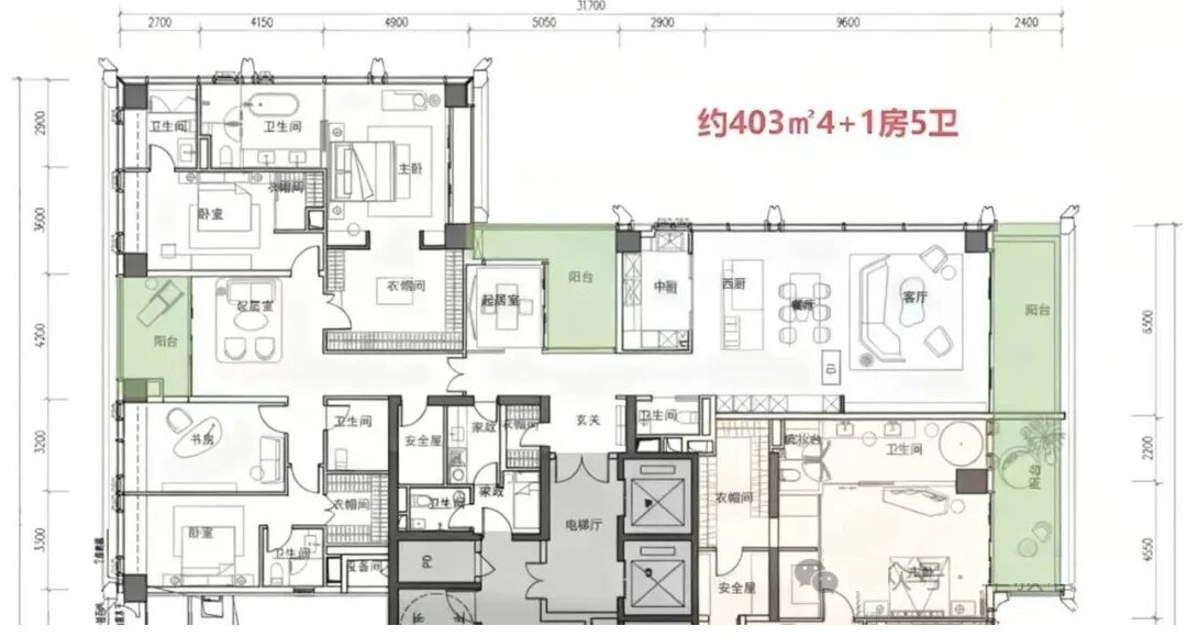 403平五房两厅五卫