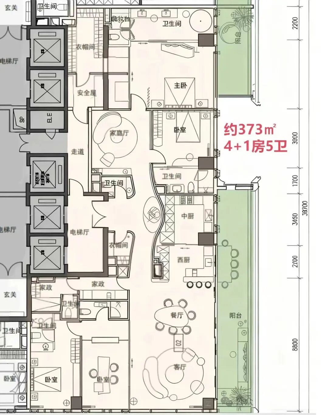 373平五房两厅五卫