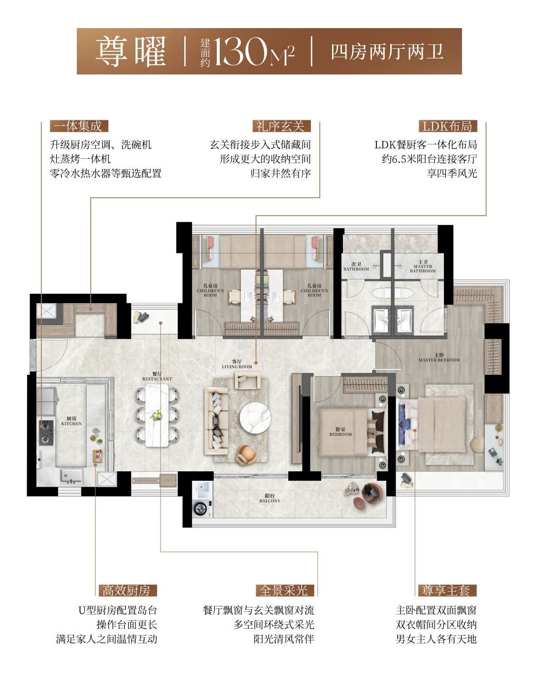 130平四房两厅两卫